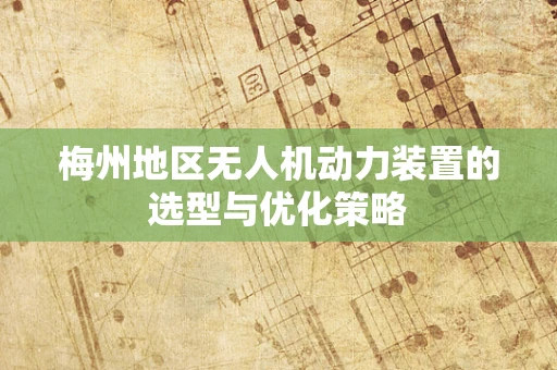 梅州地区无人机动力装置的选型与优化策略
