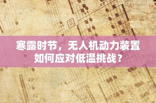 寒露时节，无人机动力装置如何应对低温挑战？